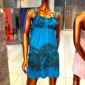 Mini dress with pockets, tunic, teal